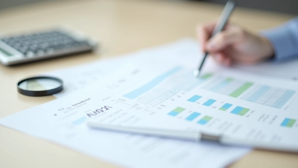 Documentos de comparación de comisiones de gestión con lupa y calculadora